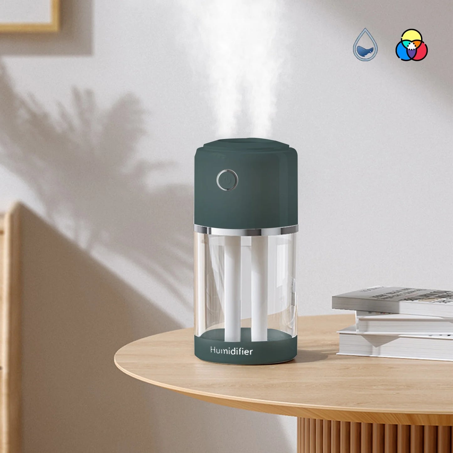 Mini Plant Humidifier Portable Humidifiers, Double Spray Tube Cool Mist Humidifiers for Baby, Bedroom, Home, Office, Quiet Top Humidifier Lasts up to 6 Hours, Auto Shut-Off