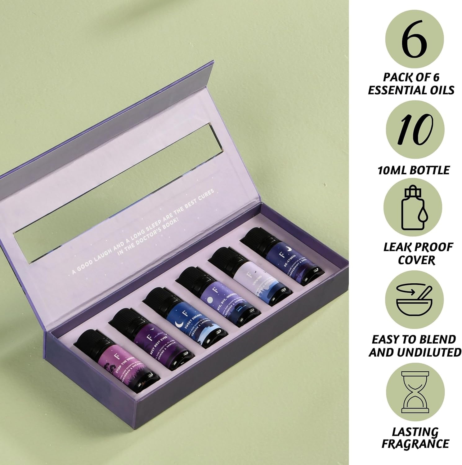 Sleep Essential Oils Set | Pure Essential Oils for Diffusers for Home, Set of 6 Essential Oil Blend or Oil Diffuser Essential Oils - Lavender, Rosemary & Peppermint