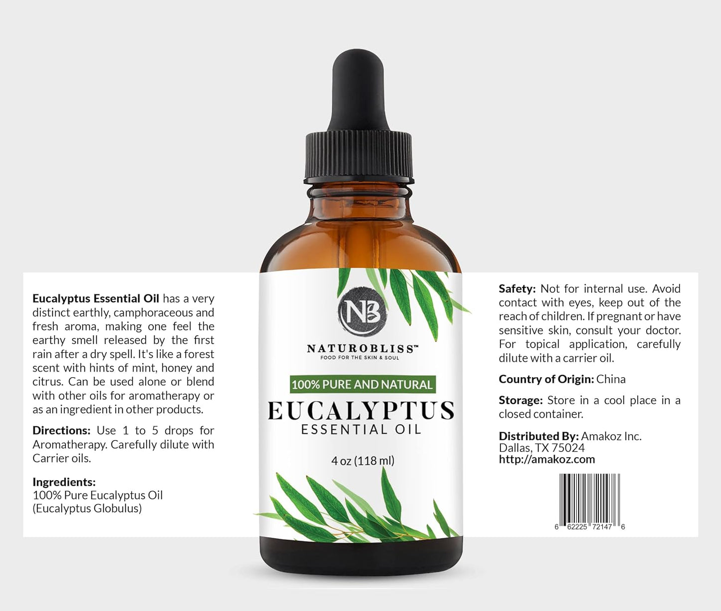 100% Pure Natural Undiluted Eucalyptus Essential Oil (4Oz) Premium Therapeutic Grade Aromatherapy