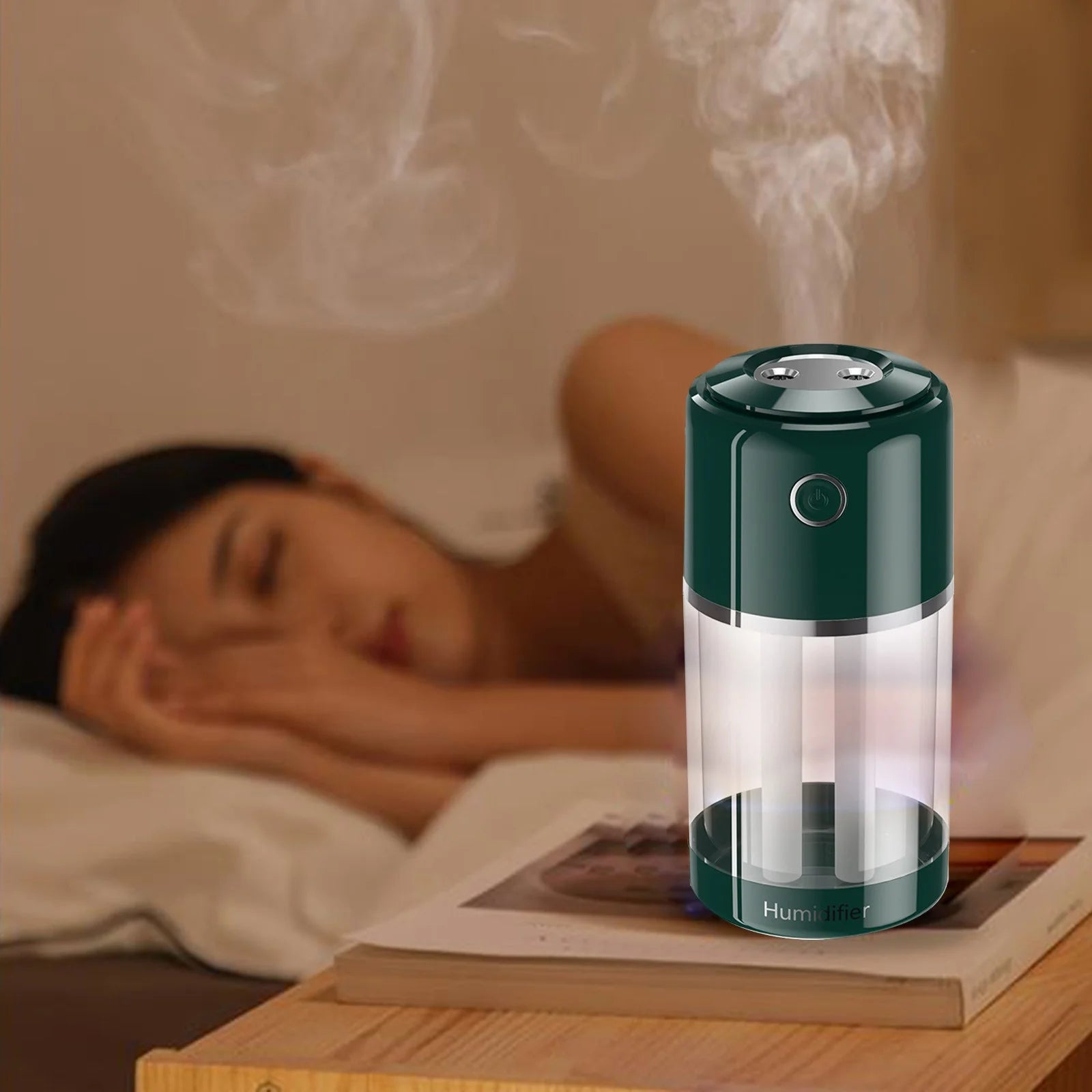 Mini Plant Humidifier Portable Humidifiers, Double Spray Tube Cool Mist Humidifiers for Baby, Bedroom, Home, Office, Quiet Top Humidifier Lasts up to 6 Hours, Auto Shut-Off