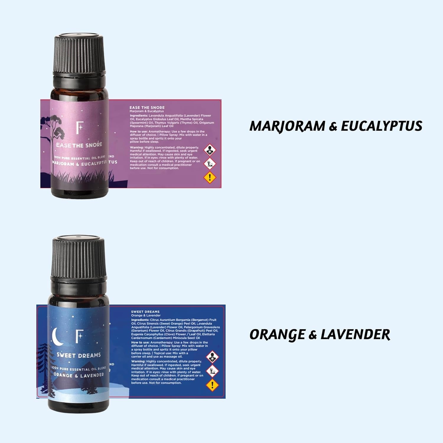 Sleep Essential Oils Set | Pure Essential Oils for Diffusers for Home, Set of 6 Essential Oil Blend or Oil Diffuser Essential Oils - Lavender, Rosemary & Peppermint