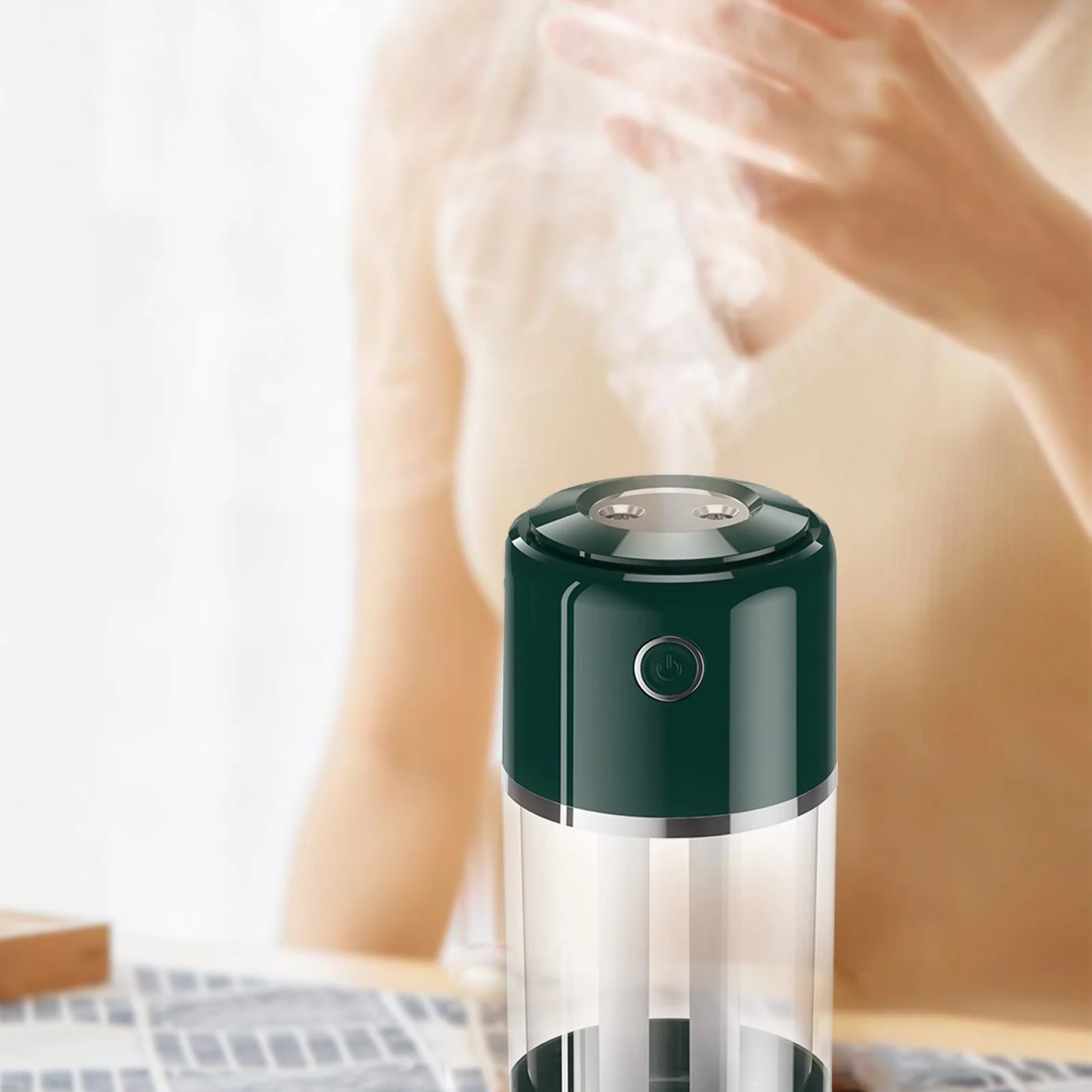 Mini Plant Humidifier Portable Humidifiers, Double Spray Tube Cool Mist Humidifiers for Baby, Bedroom, Home, Office, Quiet Top Humidifier Lasts up to 6 Hours, Auto Shut-Off